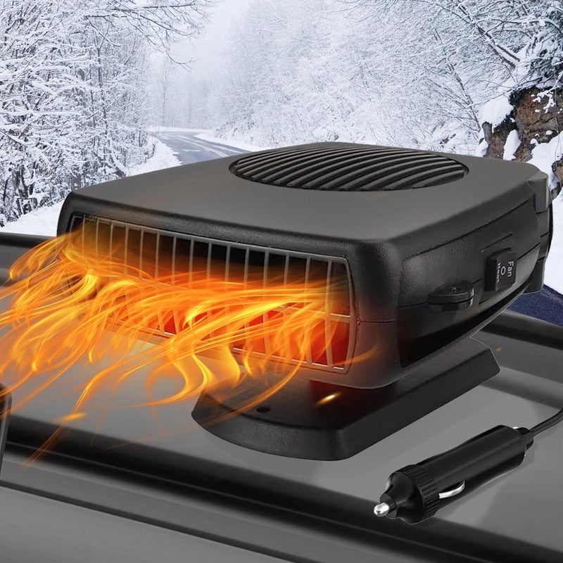 Ouffun 200W Portable Car Heater, 12 Volt Heaters for Cars, Auto Vehicle Windshield Defogger Defroster,2 in 1 Fast Heating & Cooling, Auto Ceramic Heaters Fan 360 Degree Rotary Defroster Defogger - Image 1